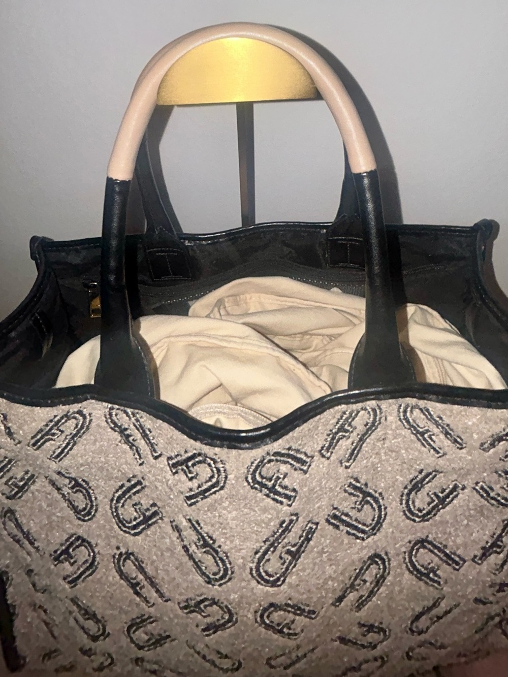 FURLA Opportunity NATURALE LARGE Textile & Leather TOTE HANDBAG - Picture 6 of 10